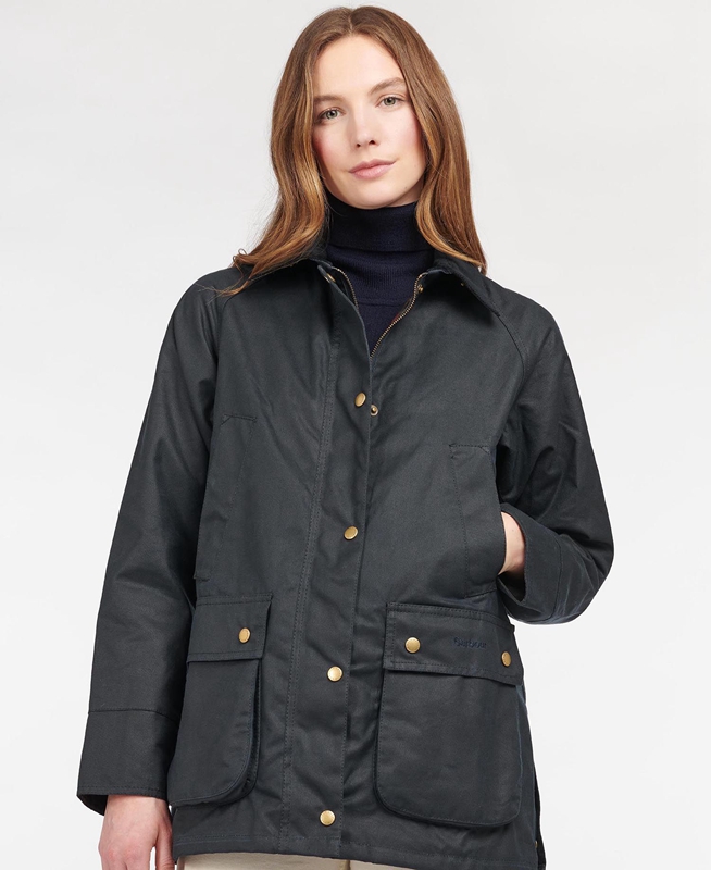 Barbour Acorn Waxed Pamut Női Viaszos Kabát Kék | 428501-BSJ