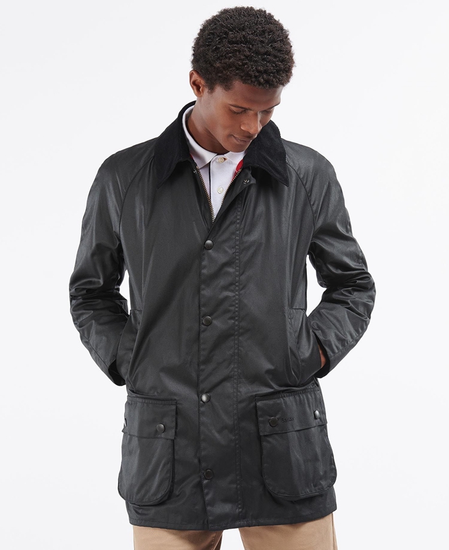 Barbour Beausby Férfi Viaszos Kabát Fekete | 837904-BPV