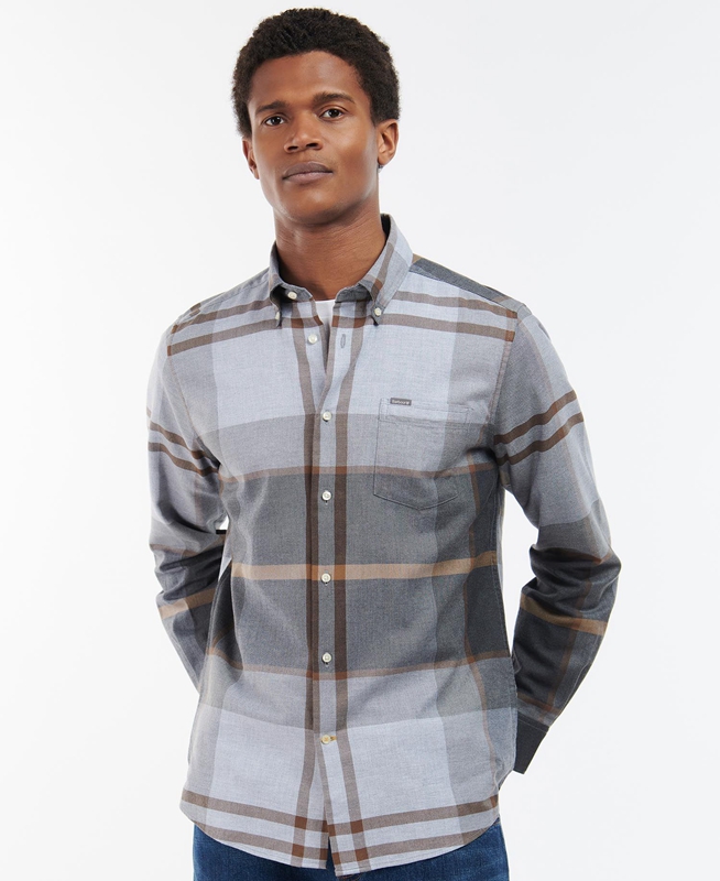 Barbour Dunoon Taillored Férfi Ingek Szürke | 869230-RXF