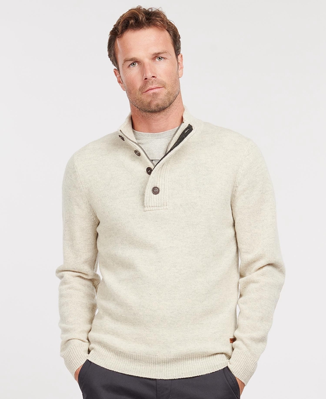 Barbour Essential Patch Half Zip Férfi Pulóverek Bézs | 459321-ASR