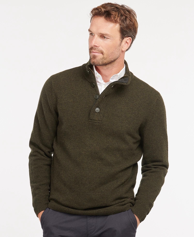 Barbour Essential Patch Half Zip Férfi Pulóverek Olivazöld | 485920-XPR