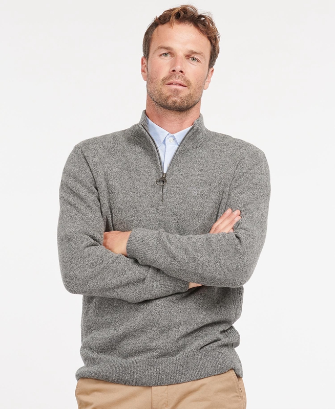 Barbour Essential Tisbury Half Zip Férfi Pulóverek Szürke | 617940-OPY