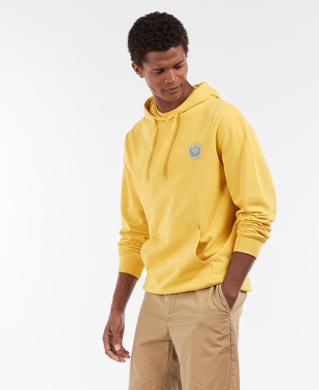 Barbour Explorer Hoodie Férfi Pulóverek Sárga | 769428-KLJ