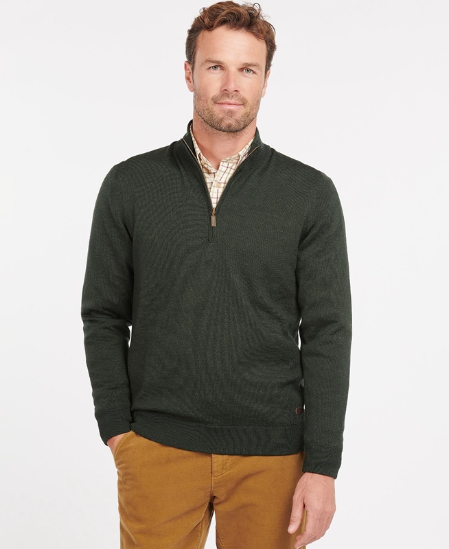 Barbour Gamlan Half Zip Férfi Pulóverek Zöld | 853279-ODB