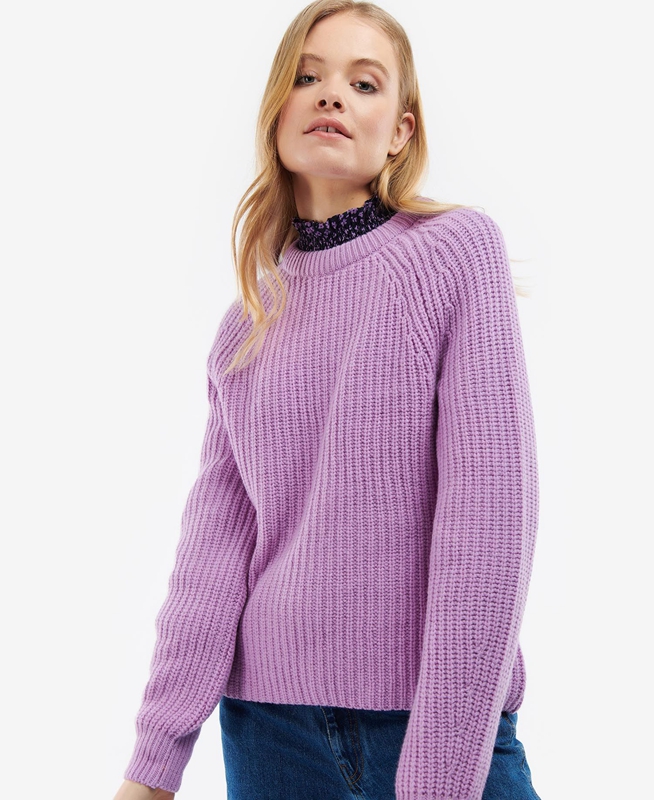 Barbour Hartley Knit Női Pulóverek Lila | 569741-CDI