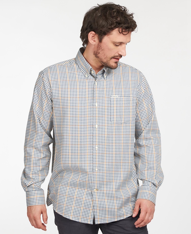 Barbour Hemd Henderson Thermo Weave Férfi Ingek Bézs | 956810-CVS