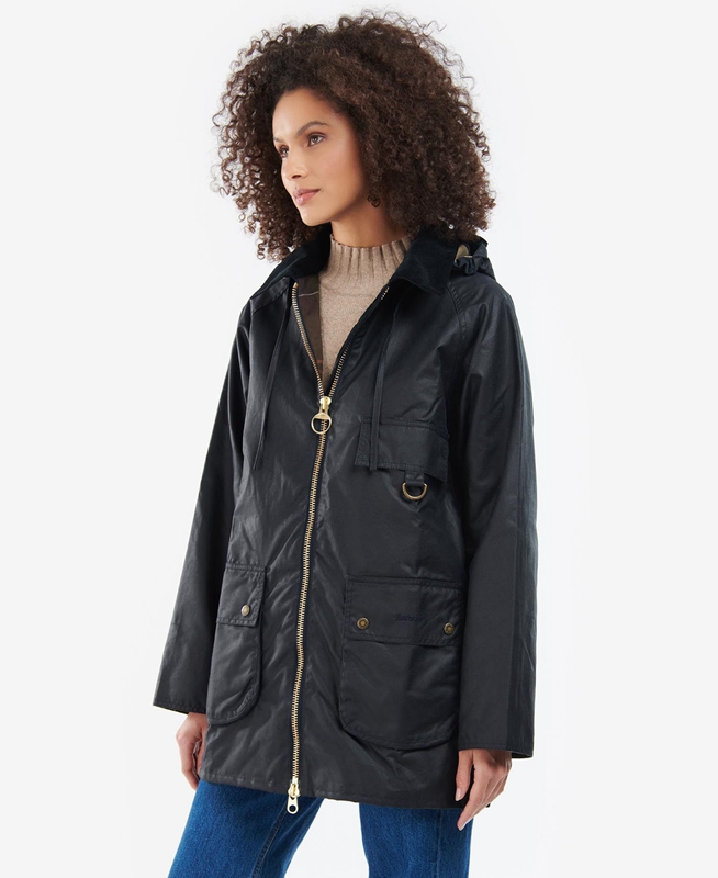 Barbour Highclere Női Viaszos Kabát Fekete | 362497-YIN