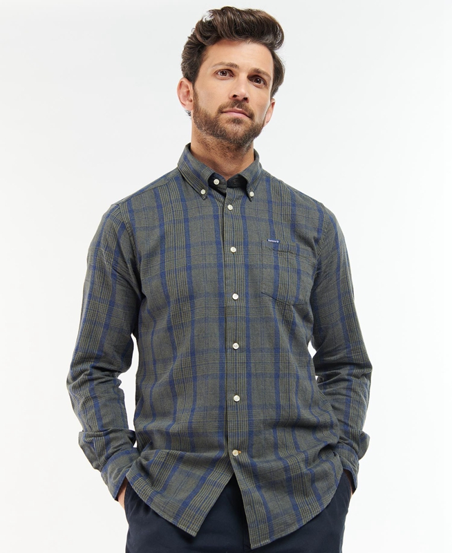 Barbour Inverbeg Tailored Férfi Ingek Szürke | 672158-SFC