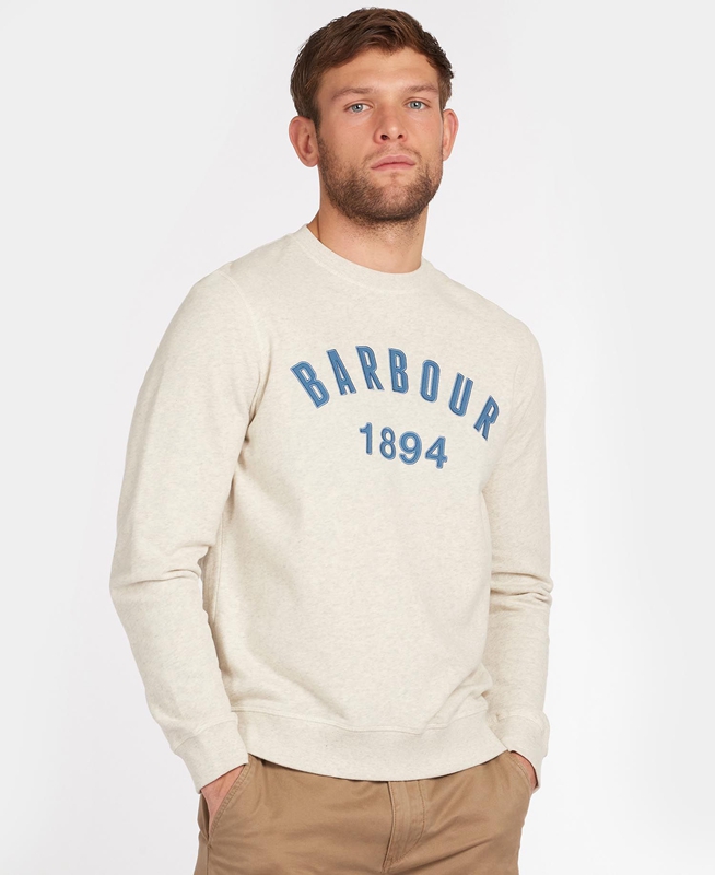 Barbour John Crew Neck Férfi Pulóverek Bézs | 230475-TOU