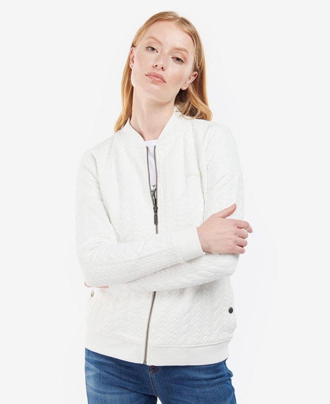 Barbour Kelsey Zip Női Pulóverek Fehér | 615207-MVT