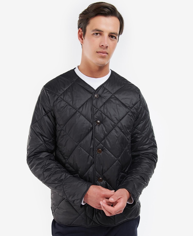 Barbour Liddesdale Cardigan Férfi Vattázott Kabát Fekete | 948365-HIU