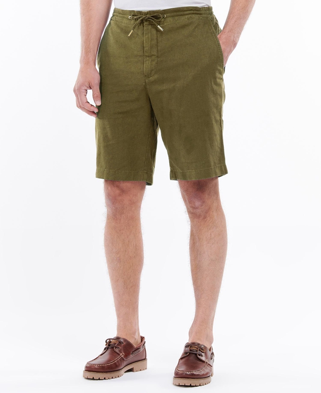 Barbour Linen Pamut Mix Férfi Nadrág Zöld | 093867-BZK
