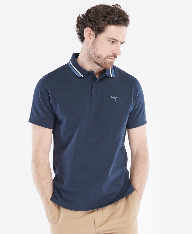 Barbour Otterburn Férfi Polo shirts Sötétkék | 654931-WLK