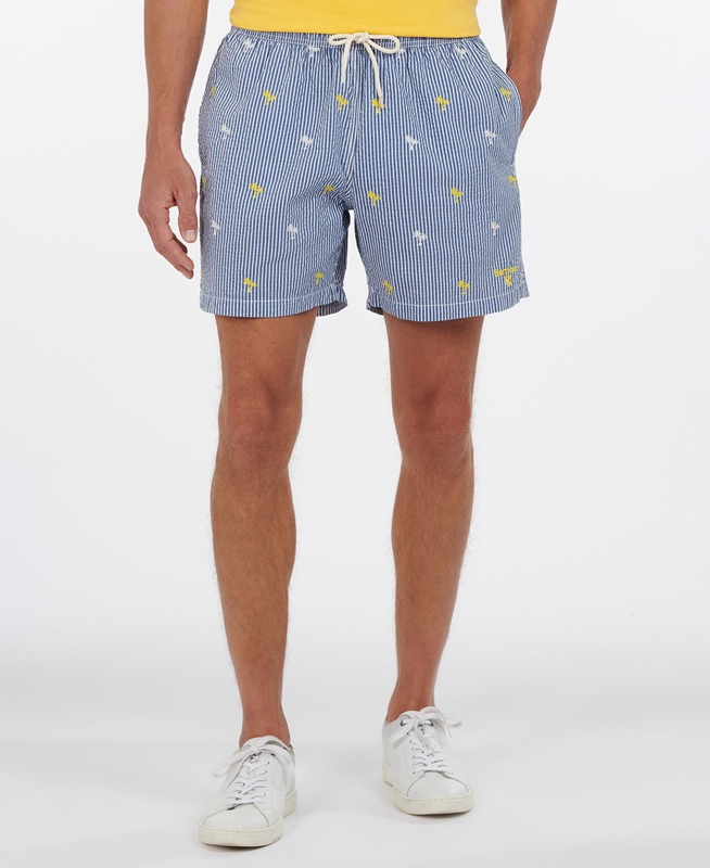 Barbour Palm Stripe Swim Férfi Nadrág Sötétkék | 785149-ORB