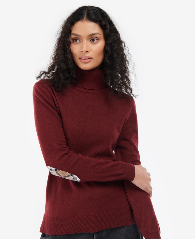 Barbour Pendle Roll-Neck Női Pulóverek Piros | 376582-GZT