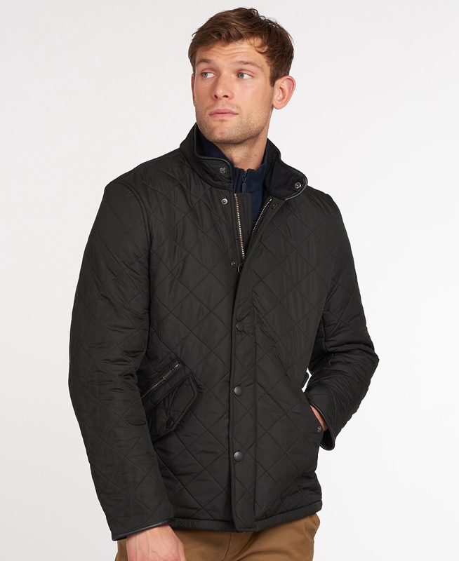Barbour Powell Férfi Vattázott Kabát Fekete | 827645-AWN