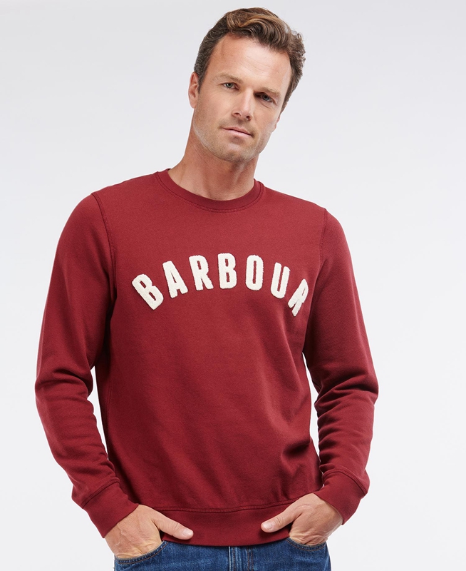 Barbour Prep Logo Crew Férfi Pulóverek Piros | 847231-PDV