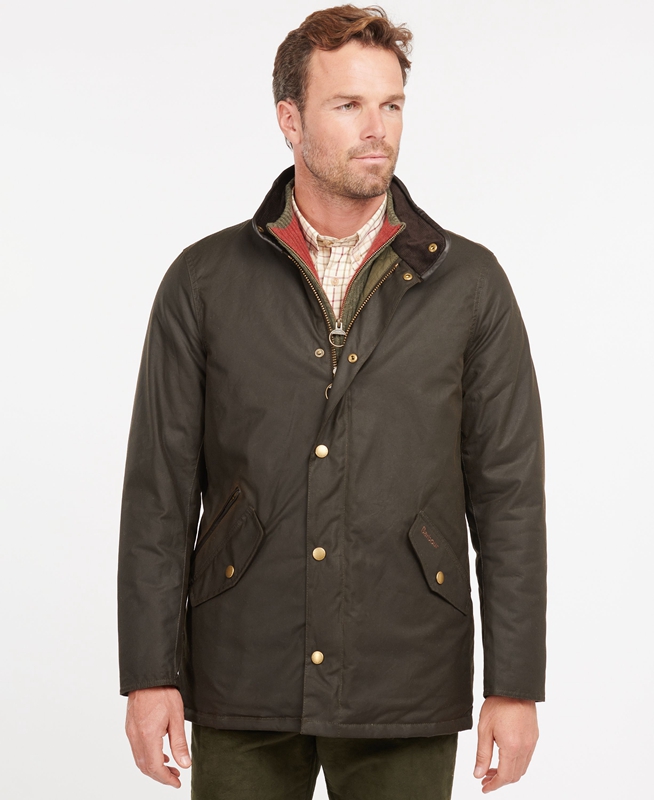 Barbour Prestbury Férfi Viaszos Kabát Olivazöld | 435907-FAC