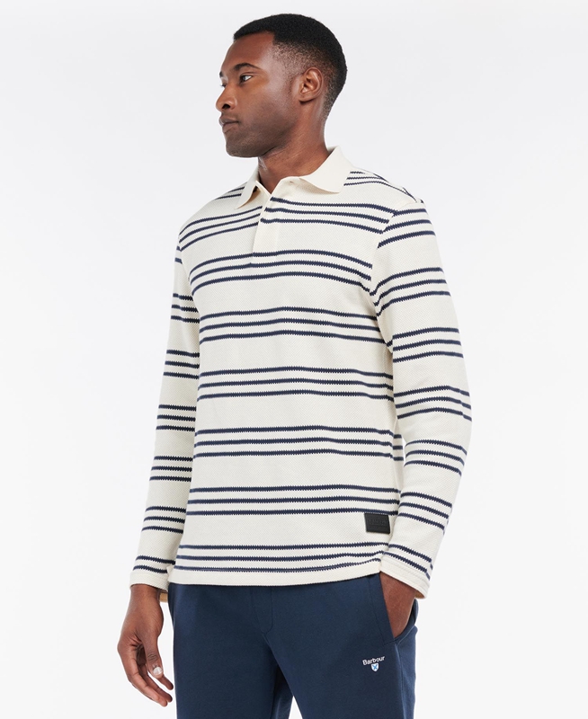 Barbour Rake Striped Férfi Pulóverek Bézs | 934687-GSH