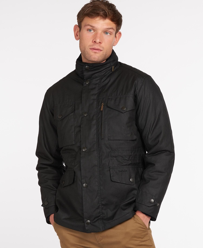 Barbour Sapper Férfi Viaszos Kabát Fekete | 584362-ZVE