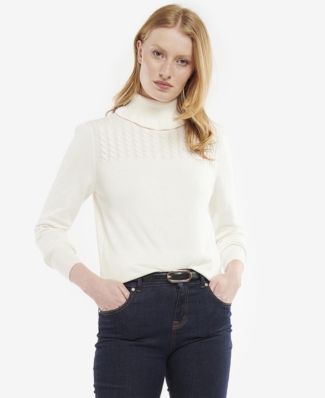 Barbour Scarlet Knit Női Pulóverek Fehér | 621085-BNZ