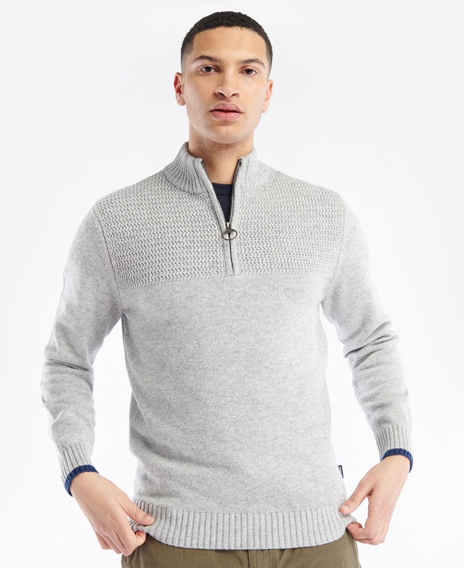 Barbour Shoal Half Zip Férfi Pulóverek Szürke | 587601-JDE