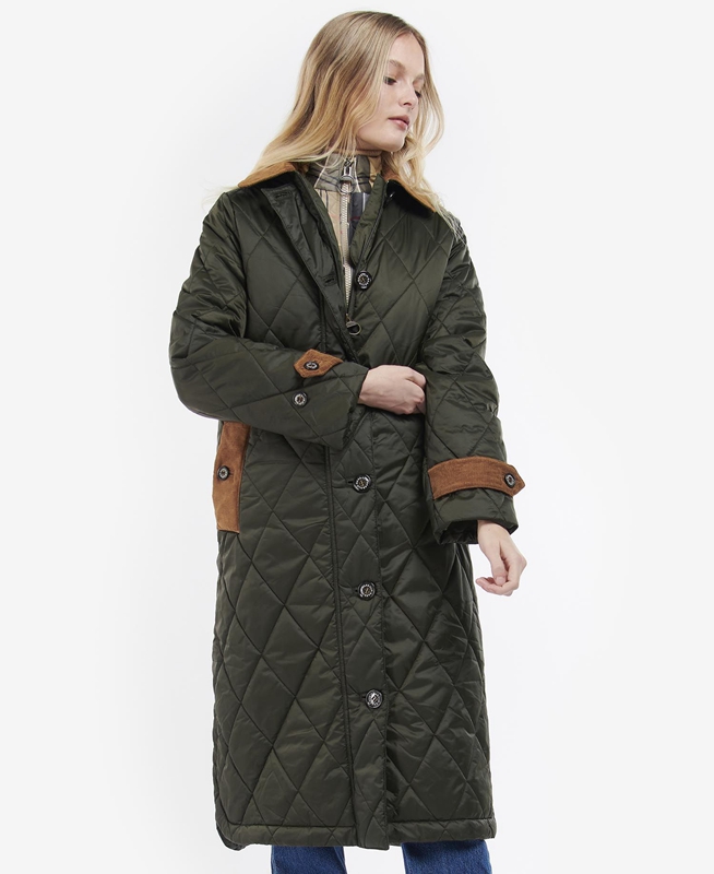Barbour Silwick Női Vattázott Kabát Olivazöld | 914526-BUD