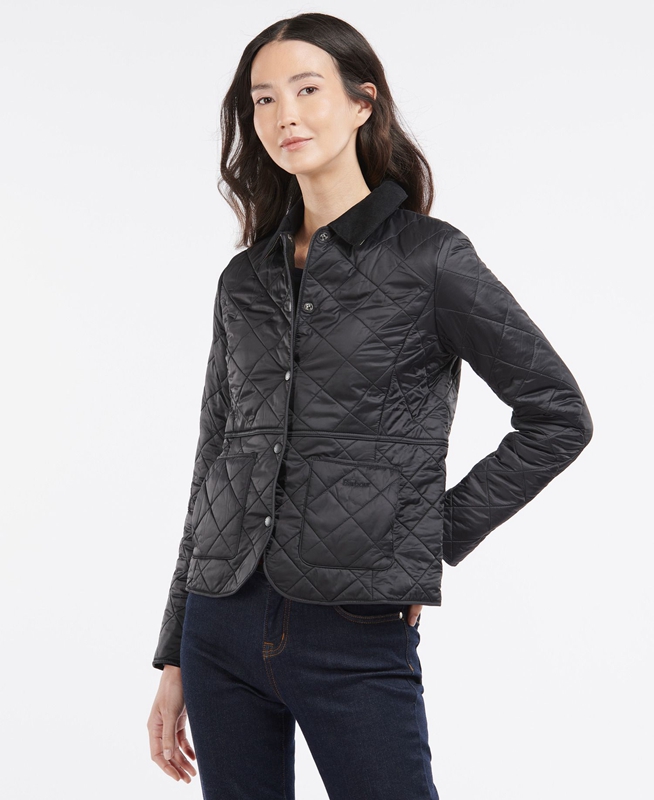 Barbour Steppjacke Deveron Polarquilt Női Vattázott Kabát Fekete | 750164-RVS