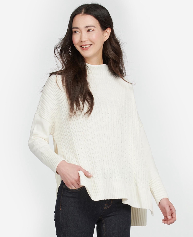 Barbour Stitch Guernsey Cape Női Pulóverek Krém | 725109-GPS