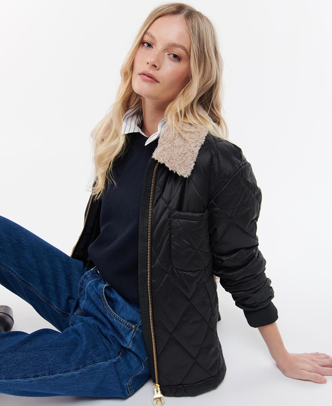 Barbour Vaila Női Vattázott Kabát Fekete | 961238-DBV