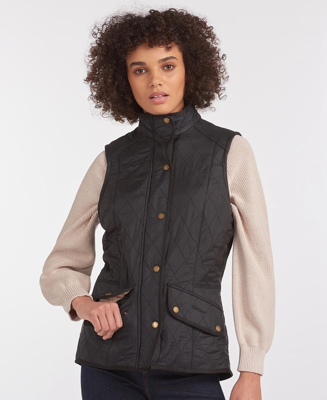 Barbour Weste Cavalry Női Mellény Fekete | 506294-CXH