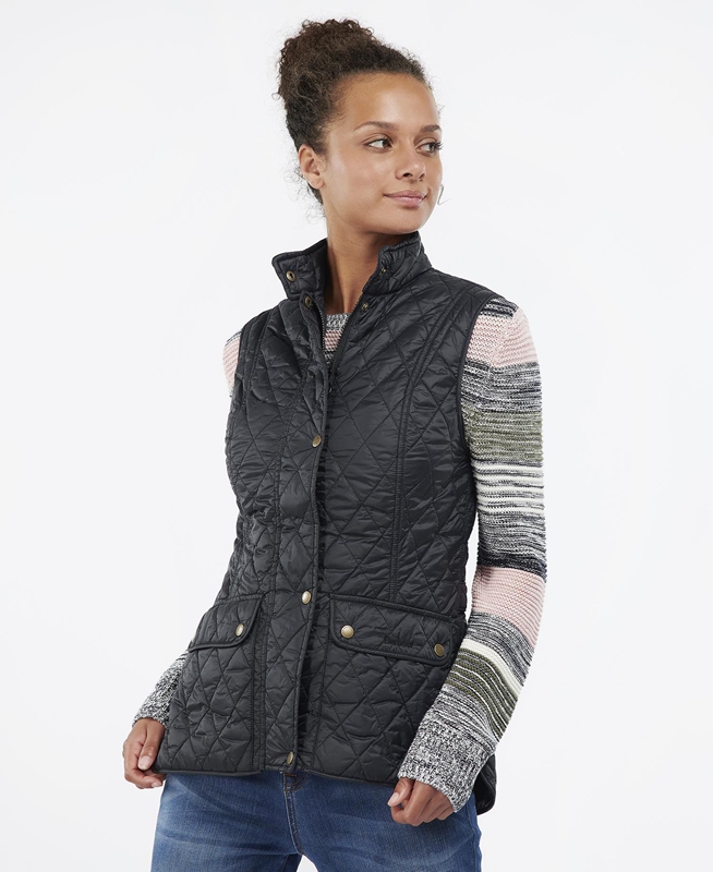 Barbour Weste Otterburn Női Mellény Fekete | 659830-UAJ