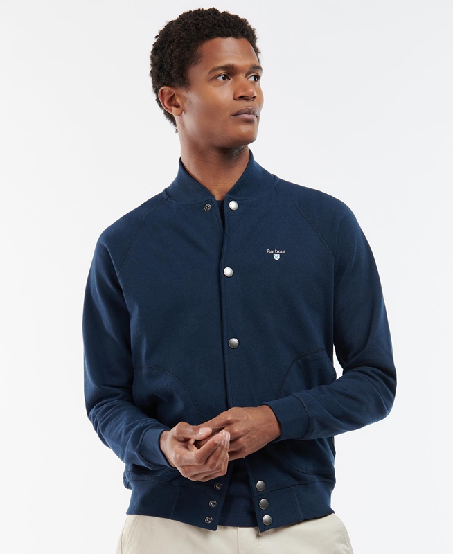 Barbour Whitewell Button Thru Férfi Pulóverek Kék | 531982-NVG