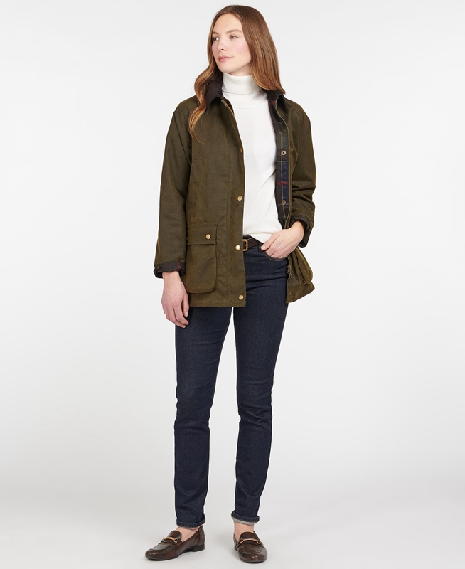 Barbour Acorn Waxed Pamut Női Viaszos Kabát Zöld | 238540-GDF