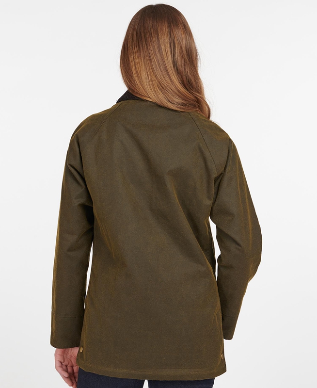 Barbour Acorn Waxed Pamut Női Viaszos Kabát Zöld | 238540-GDF