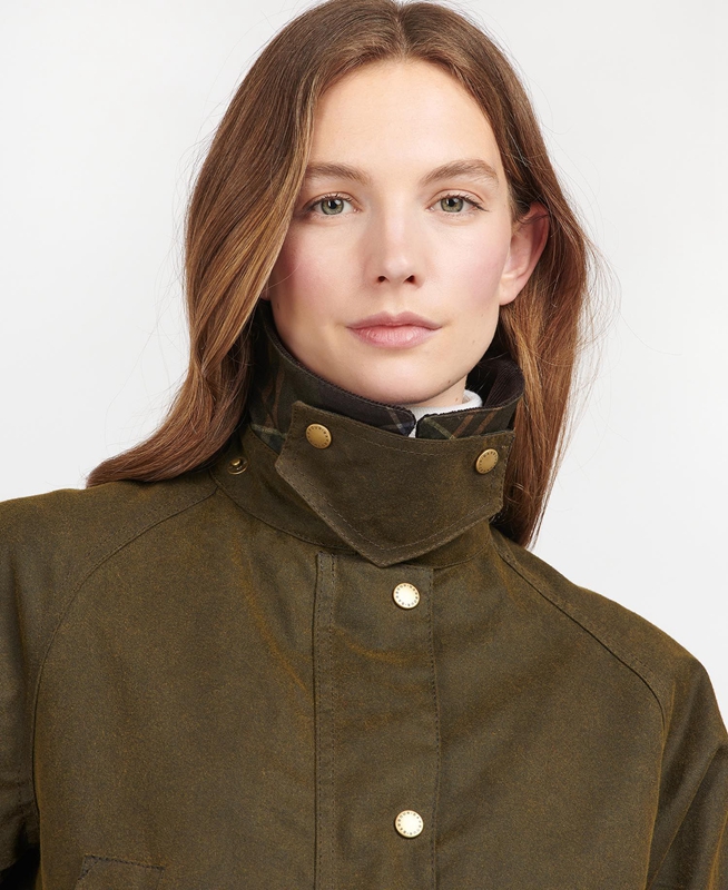 Barbour Acorn Waxed Pamut Női Viaszos Kabát Zöld | 238540-GDF