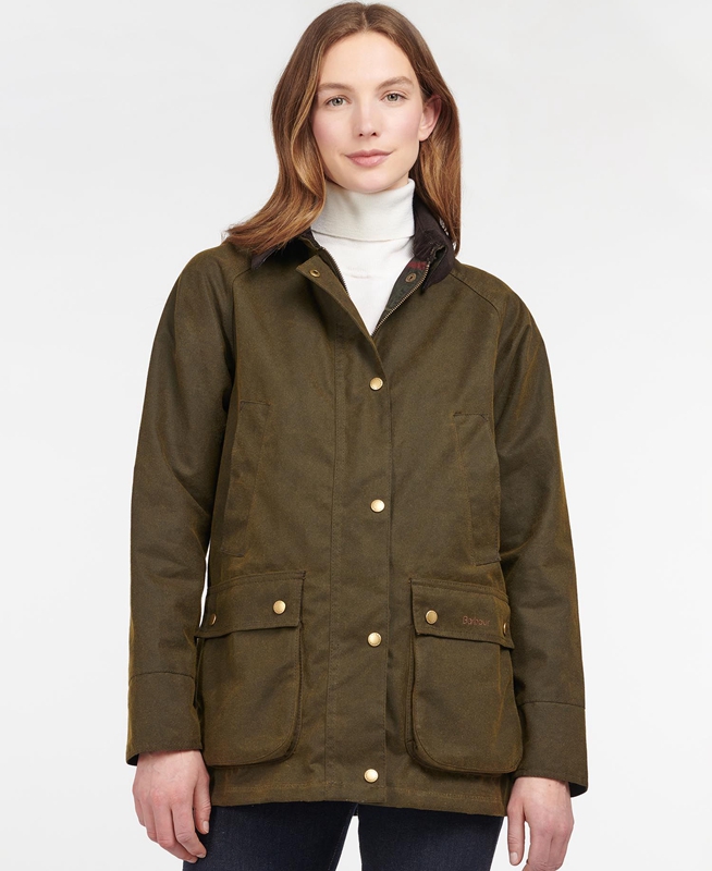 Barbour Acorn Waxed Pamut Női Viaszos Kabát Zöld | 238540-GDF