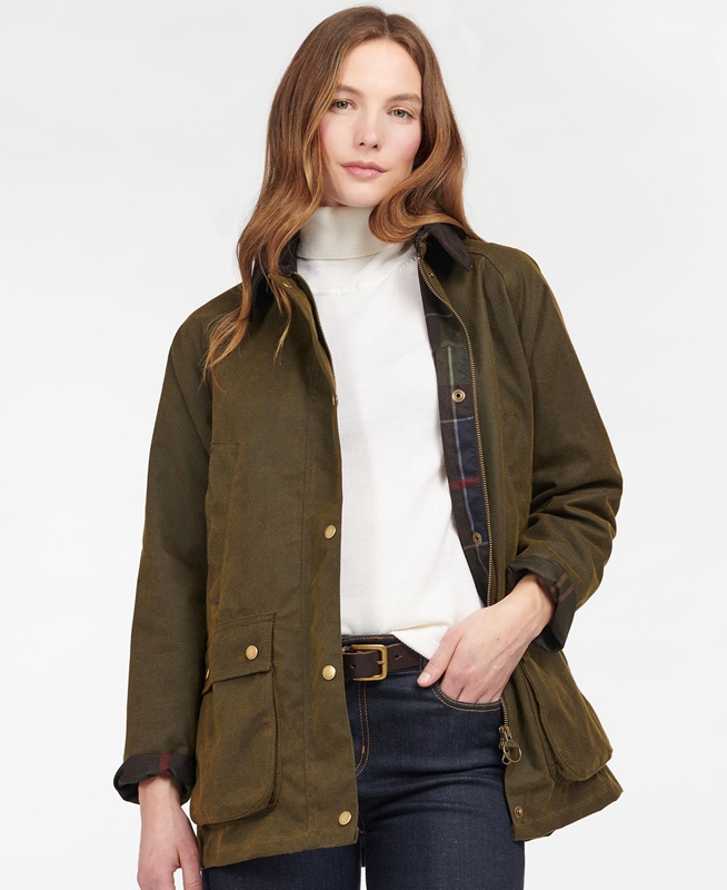 Barbour Acorn Waxed Pamut Női Viaszos Kabát Zöld | 238540-GDF
