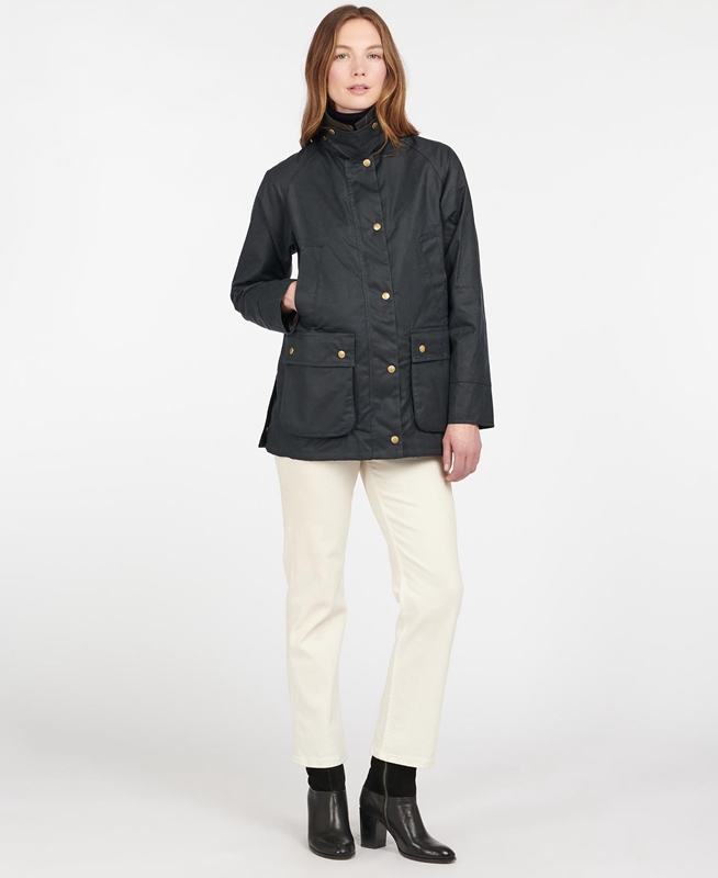 Barbour Acorn Waxed Pamut Női Viaszos Kabát Kék | 428501-BSJ
