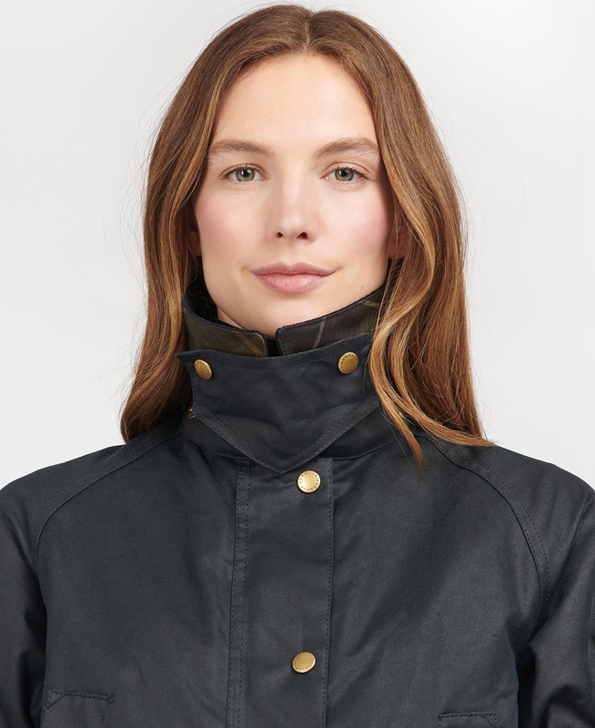 Barbour Acorn Waxed Pamut Női Viaszos Kabát Kék | 428501-BSJ