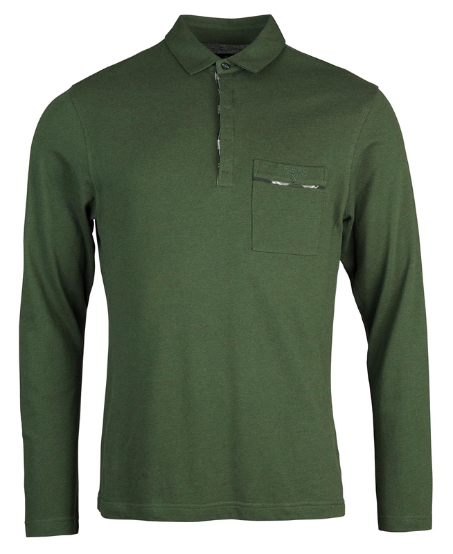 Barbour Adie Long Sleeve Férfi Polo shirts Zöld | 157246-JRS