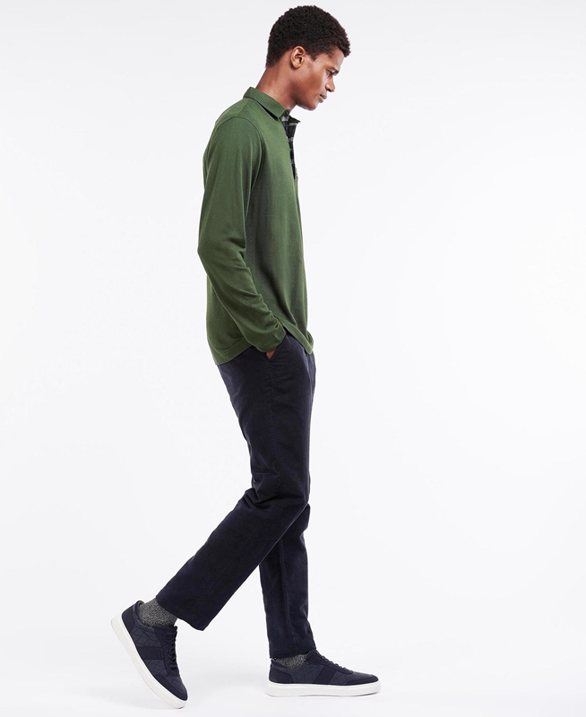 Barbour Adie Long Sleeve Férfi Polo shirts Zöld | 157246-JRS