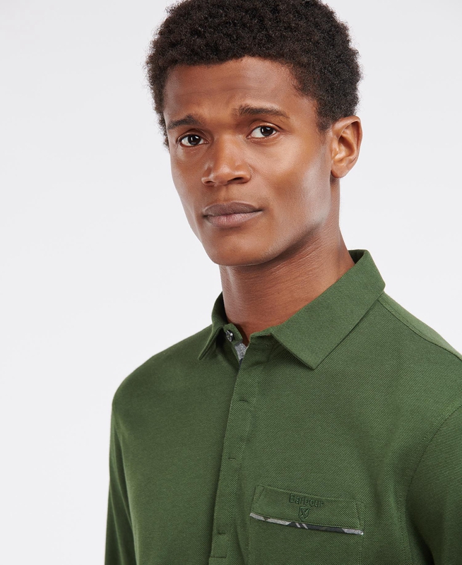 Barbour Adie Long Sleeve Férfi Polo shirts Zöld | 157246-JRS