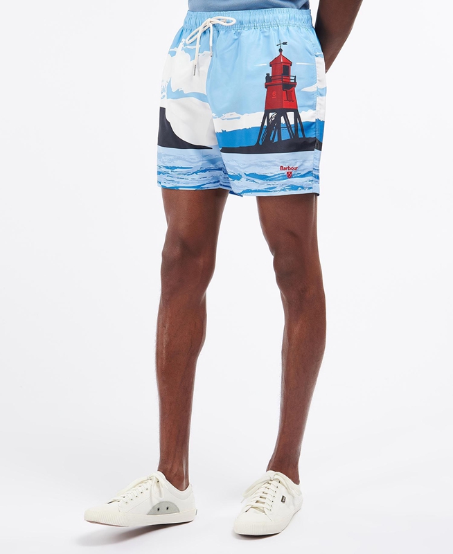 Barbour Beacon Print Swim Férfi Nadrág Kék | 806471-KWV