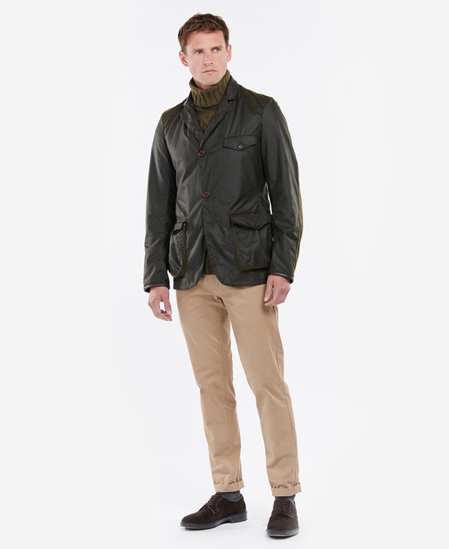 Barbour Beacon Sports Férfi Viaszos Kabát Olivazöld | 985416-KEQ
