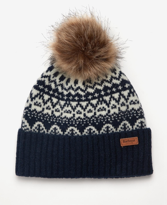 Barbour Beanie Alpine Fair Isle Pom Női Kalap Sötétkék | 627538-YJH