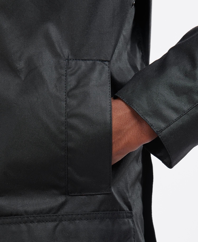 Barbour Beausby Férfi Viaszos Kabát Fekete | 837904-BPV