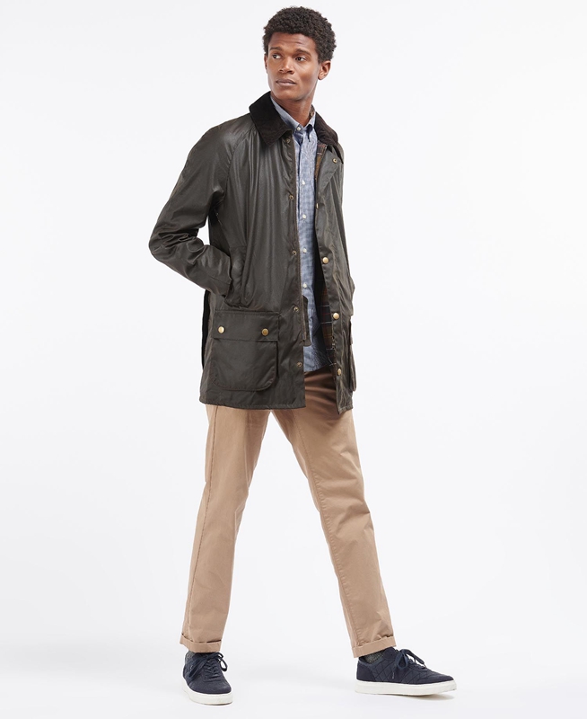 Barbour Beausby Férfi Viaszos Kabát Olivazöld | 497563-DKS
