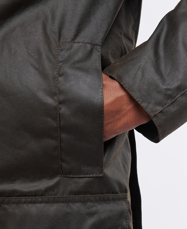 Barbour Beausby Férfi Viaszos Kabát Olivazöld | 497563-DKS