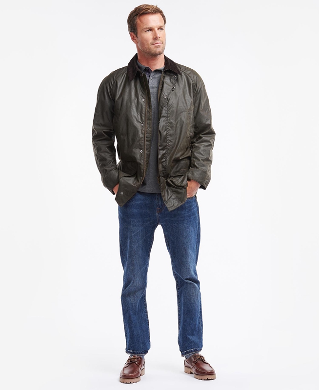 Barbour Bristol Férfi Viaszos Kabát Olivazöld | 526089-TOH